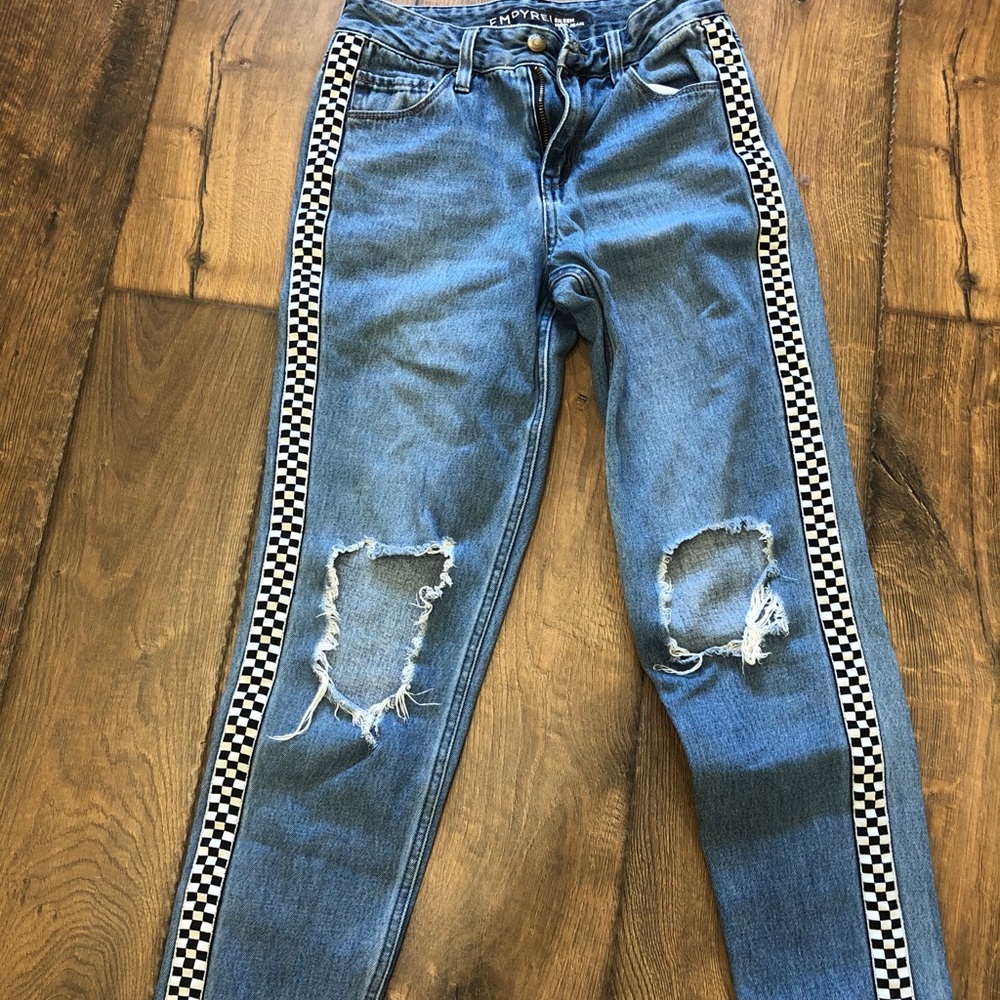 Vintage checkered mom jeans mid rise